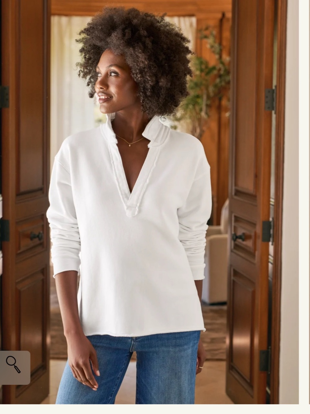 Frank & Eileen Patrick popover henley shirt in white